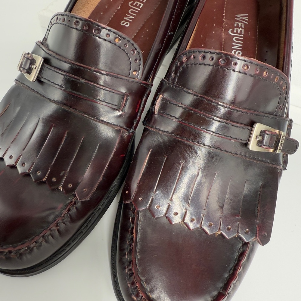 Vintage G.H Bass Weejuns Harper Leather Fringe Loafer  Burgundy Brown Women’s 7M - Picture 2 of 10